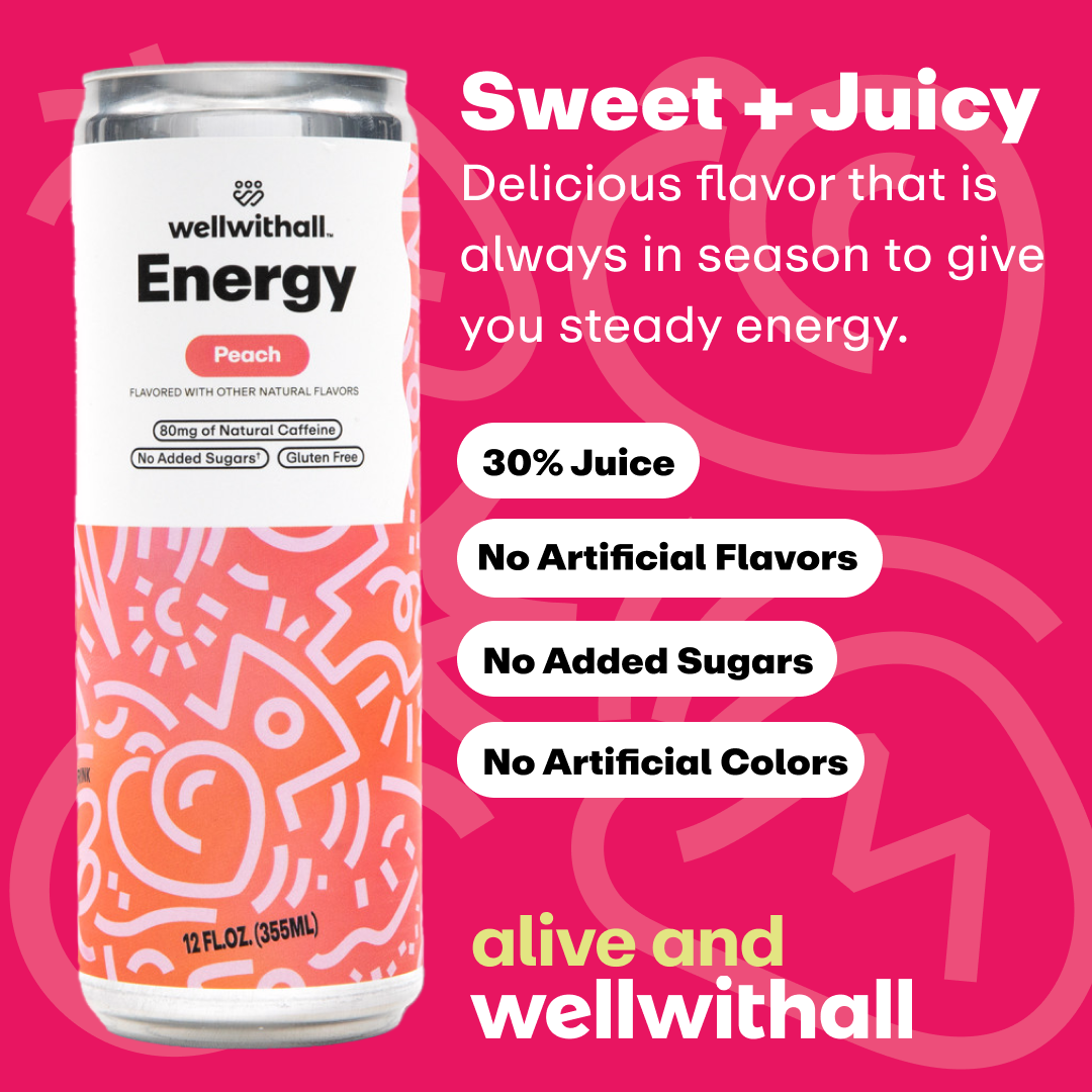 Peach Energy Drink (80mg Caffeine) | WellWithAll