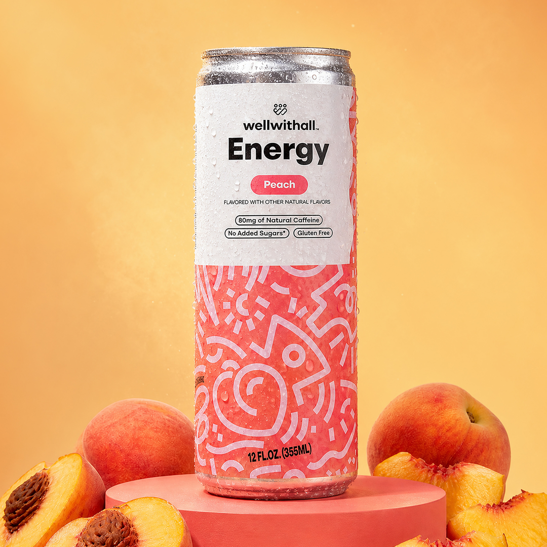 Peach Energy Drink with 80mg Tea-Derived Caffeine